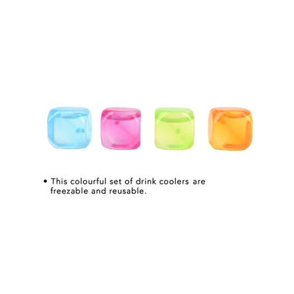 Vinsani Multi-Packs Frozen Cold Drink Freezer Chilled Reusable Fast Freeze Water Filled Ice Cubes for Drinks - Ideal for BBQ Parties, Summer Picnics or General Use - Multicoloured