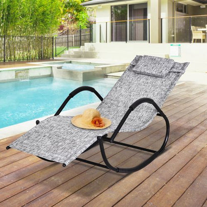 Outsunny Patio Rocking Lounge Chair Zero Gravity Chaise w/ Padded Pillow