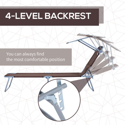 Reclining Chair Folding Lounger Seat Sun Shade Awning Beach Garden