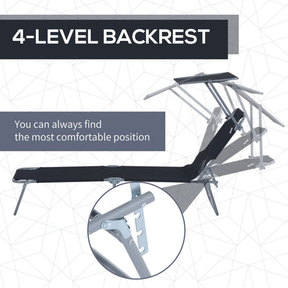 Reclining Chair Folding Lounger Seat Sun Shade Awning Beach Garden