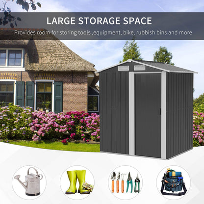 Galvanised 5 x 4' Single Door Apex Shed Steel Grey by Steadfast