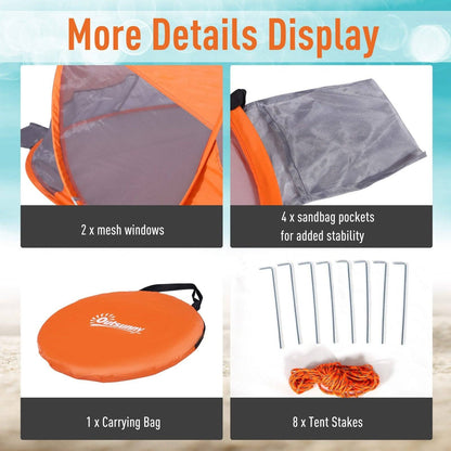 Fibreglass Frame 2 Person Pop-Up Lightweight Camping Tent Orange