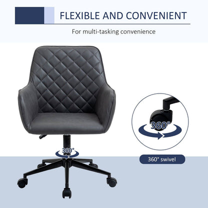 Vinsetto Swivel Office Chair Leather-Feel Fabric Home Study Leisure with Wheels