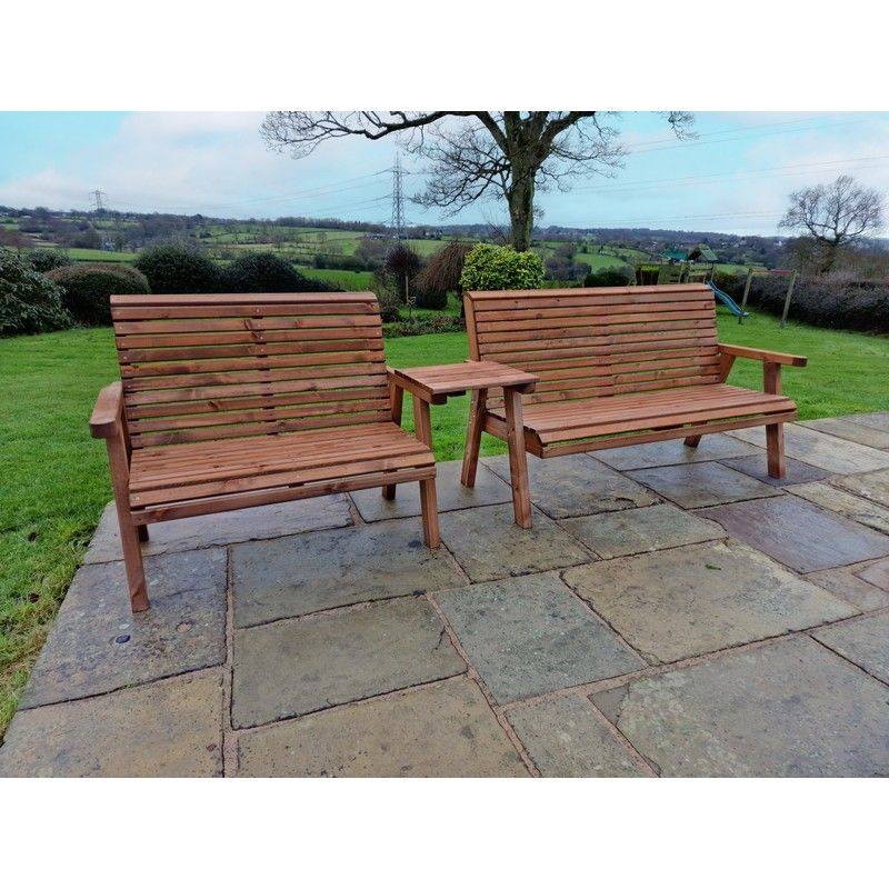 Swedish Redwood Straight Garden Tete a Tete by Croft - 5 Seat