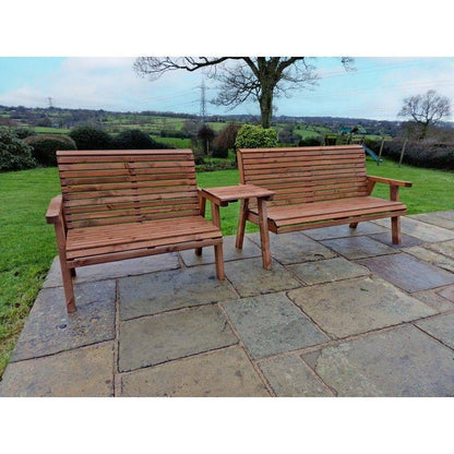 Swedish Redwood Straight Garden Tete a Tete by Croft - 5 Seat