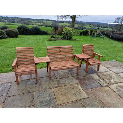 Swedish Redwood Straight Garden Tete a Tete by Croft - 4 Seat