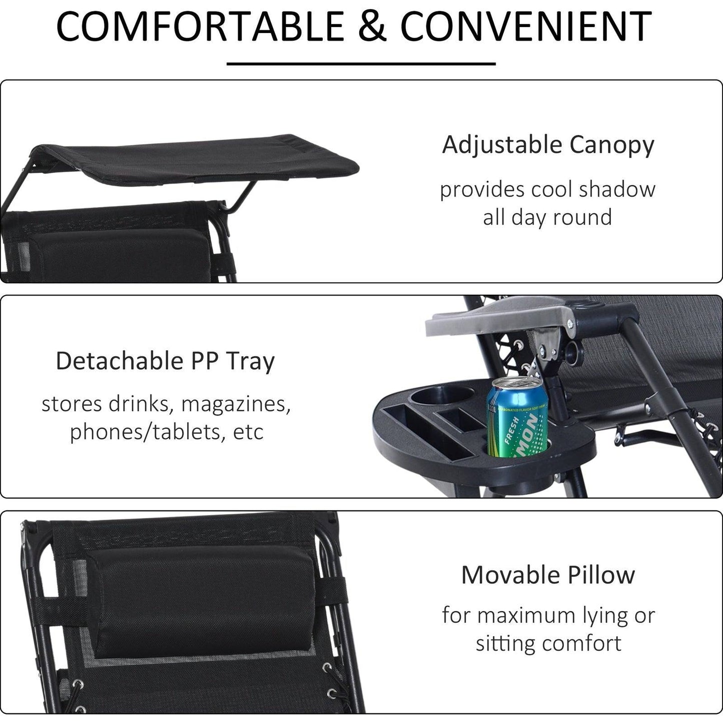 Folding Recliner Chair Outdoor Lounge Rocker Zero-Gravity Seat w/ Adjustable