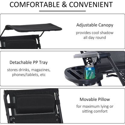 Folding Recliner Chair Outdoor Lounge Rocker Zero-Gravity Seat w/ Adjustable