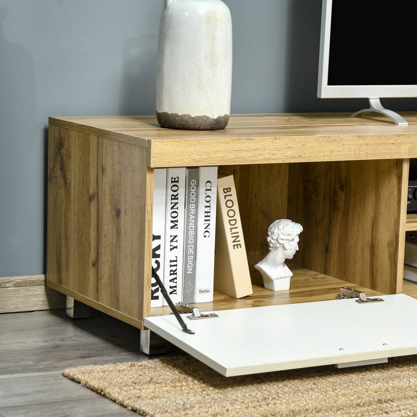 Herringbone Pattern TV Cabinet