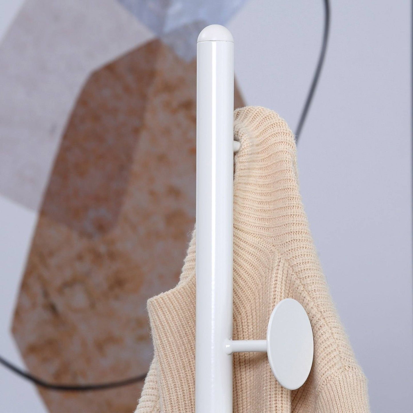 Slimline Metal Coat Stand With Round Hooks - White