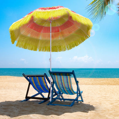 Patio Garden Hawaii Beach Sun Umbrella Sunshade Hawaiian Folding Tilting Crank Parasol Multicolor