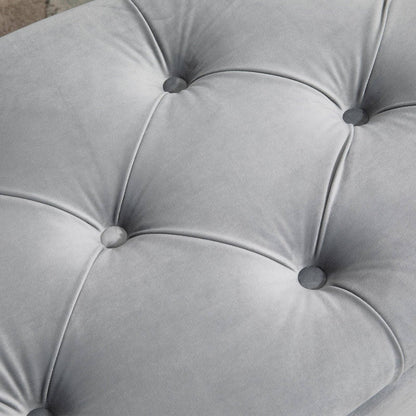 Semi-Circle Bed End Bench Ottoman with Storage Tufted Upholstered Accent Seat Footrest Stool with Rubberwood Legs for Bedroom & Entryway