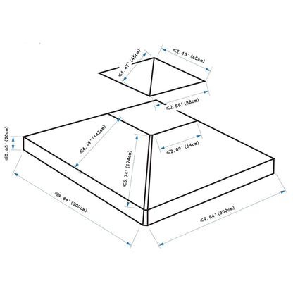 3x3 m Double-Tier Canopy Top Replacement-Coffee