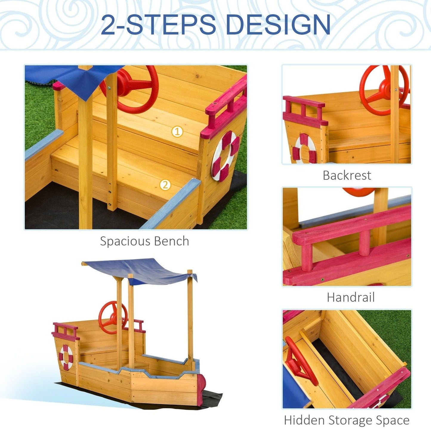 Kids Wooden Sandbox