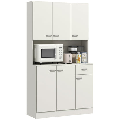 HOMCOM Freestanding Kitchen Cupboard, Storage Cabinet with Doors Cream White