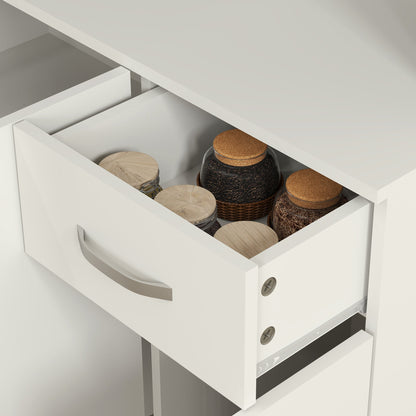 HOMCOM Freestanding Kitchen Cupboard, Storage Cabinet with Doors Cream White