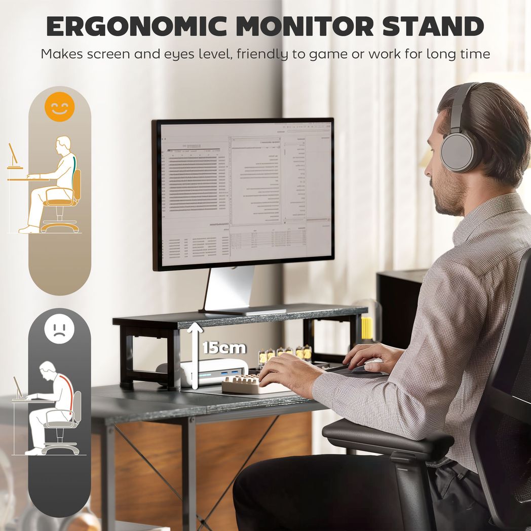 HOMCOM 168cm Reversible L Shaped Desk, 240cm Two Person Desk