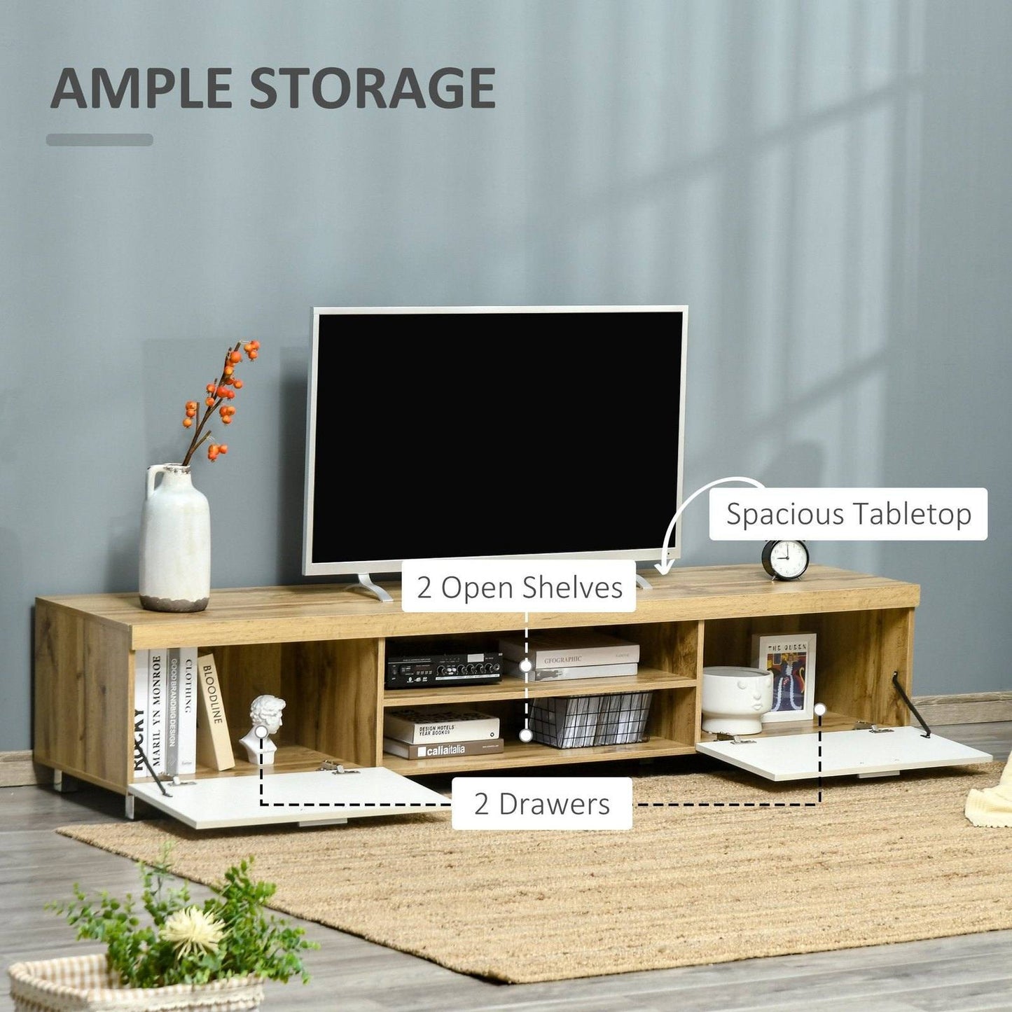 Herringbone Pattern TV Cabinet