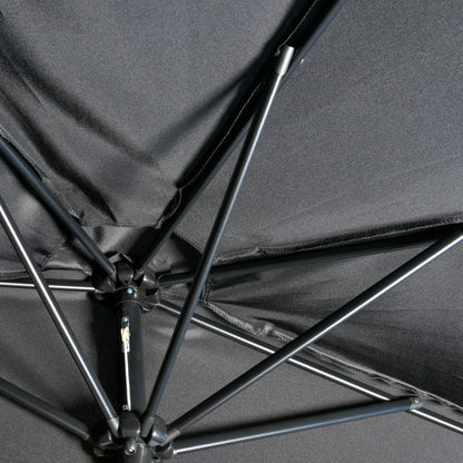 3M Half Parasol Semi Round Umbrella Patio Metal Frame Crank Handle for Balcony-- NO BASE INCLUDED