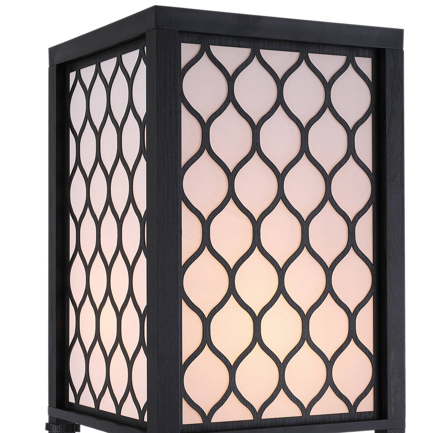 Shelf Floor Lamp Standing Lamp With4-Tier Wooden Open Shelves26L X 26W X 160H cm-Black/White