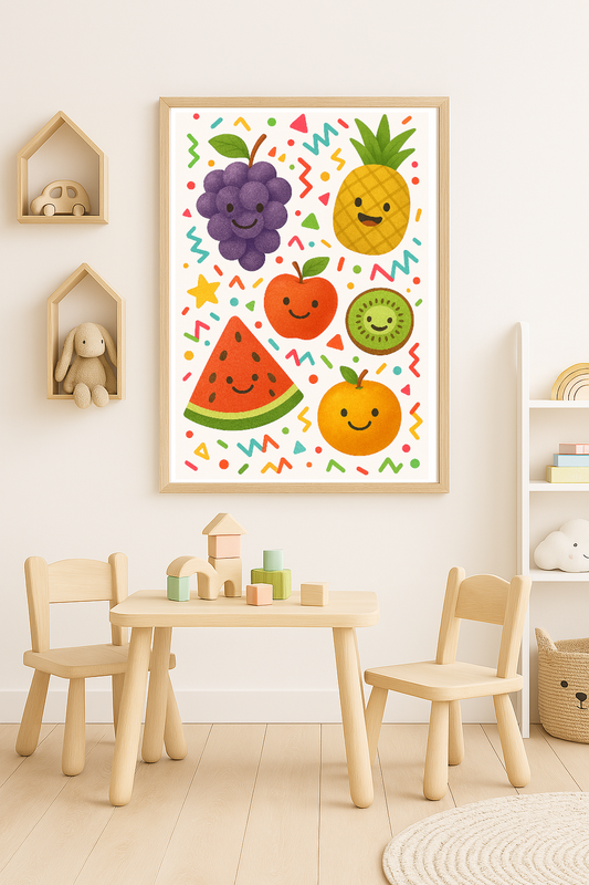 Watercolour 6 Happy Fruits Nursery Children's Room Wall Decor Print