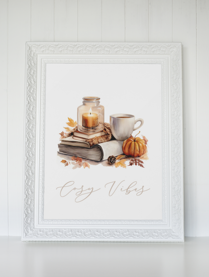 Watercolour Cosy Vibes Autumn Seasonal Wall Home Decor Print