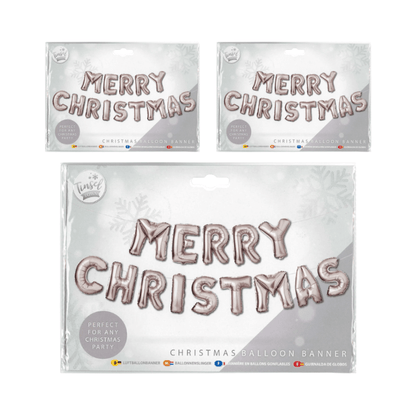 Wholesale Merry Christmas Balloon Banner- Silver - (Case of 12)