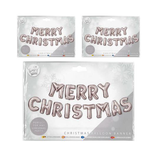 Wholesale Merry Christmas Balloon Banner- Silver - (Case of 12)