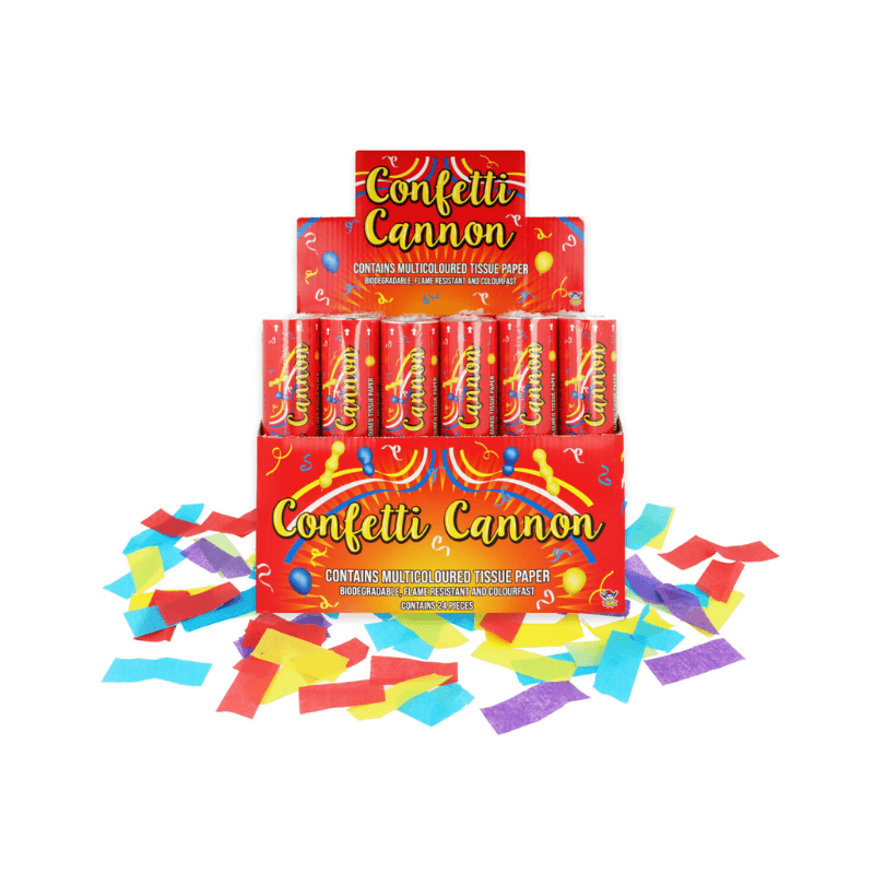 Wholesale Party Time Multicolour Paper Confetti Shooter 20cm - (CDU of 24)