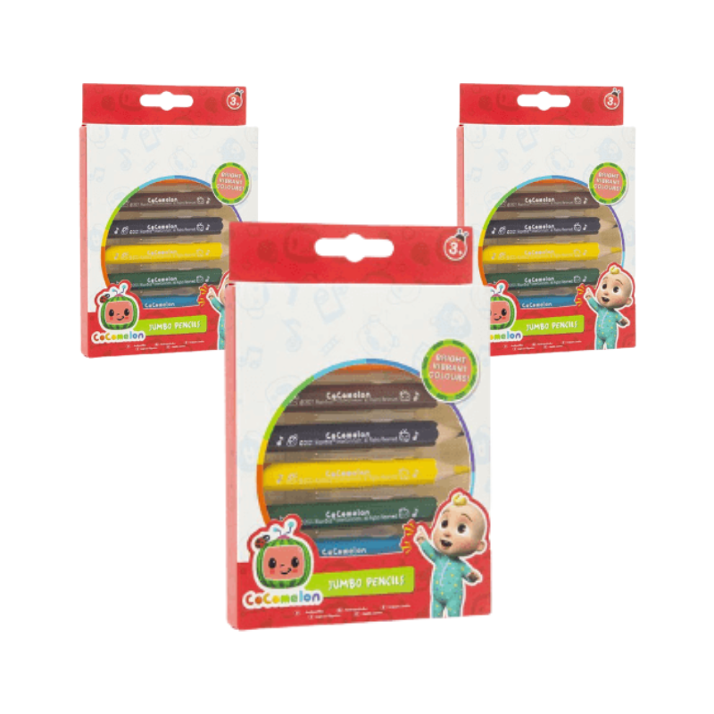 Wholesale Cocomelon Jumbo Coloured Pencils - (Case of 12)