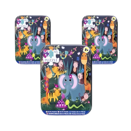 Wholesale Jungle Animals 45 Puzzle In Tin - (Case of 36)