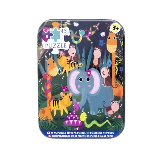 Wholesale Jungle Animals 45 Puzzle In Tin - (Case of 36)