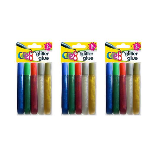 Wholesale Pack Of 5 Glitter Glue Pens - (Case of 12)