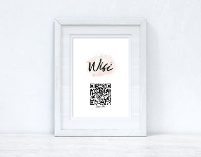 Personalised Wifi Rose Gold Pink Splatter Scan Me! Wifi QR Scan Home Wall Decor Print