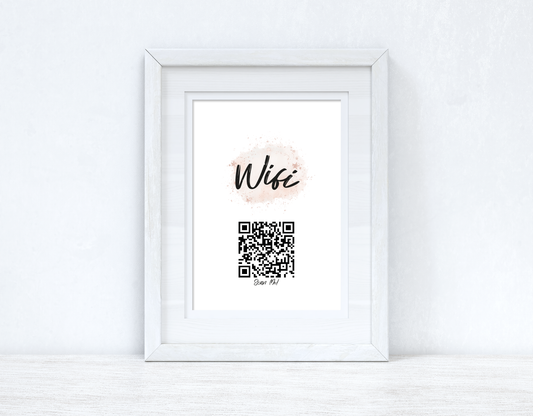 Personalised Wifi Rose Gold Pink Splatter Scan Me! Wifi QR Scan Home Wall Decor Print