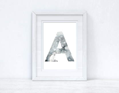Winter Alphabet Letters Christmas Seasonal Wall Home Decor Print