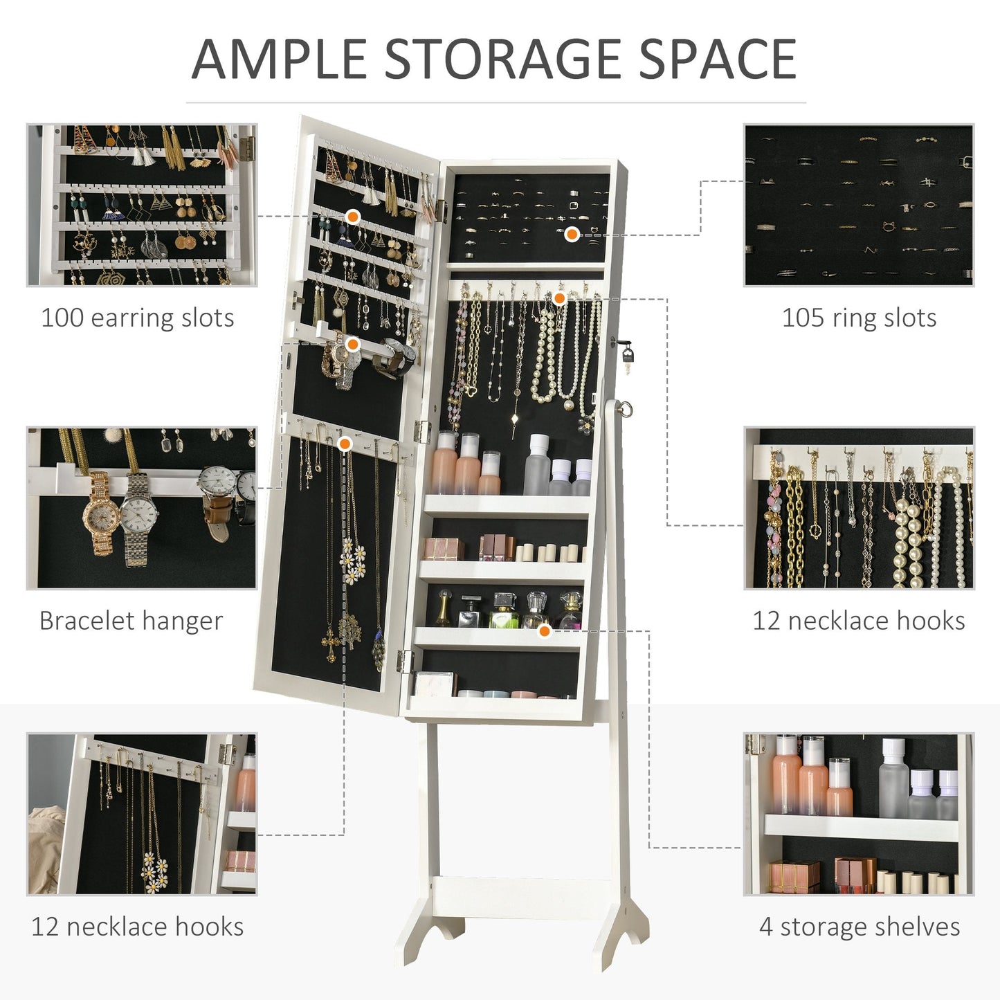 Jewellery Cabinet with Full-Length Mirror
