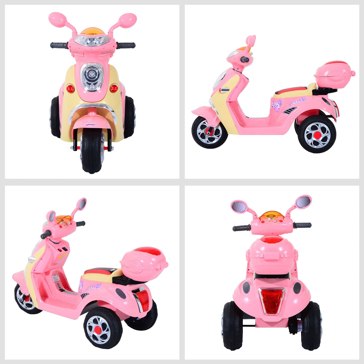 Plastic Music Playing Electric Ride-On Motorbike w/ Lights Pink