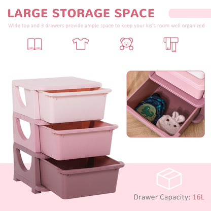 Kids Three-Tier Storage Unit  Pink