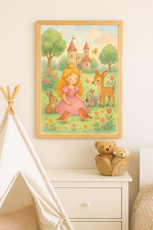 Woodland Princess – Fairytale Animal Friends Wall Art for Girls
