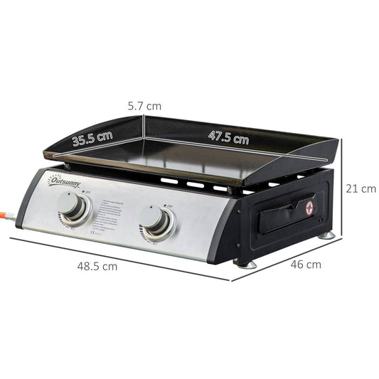 Gas Plancha Grill with 2 Stainless Steel Burner