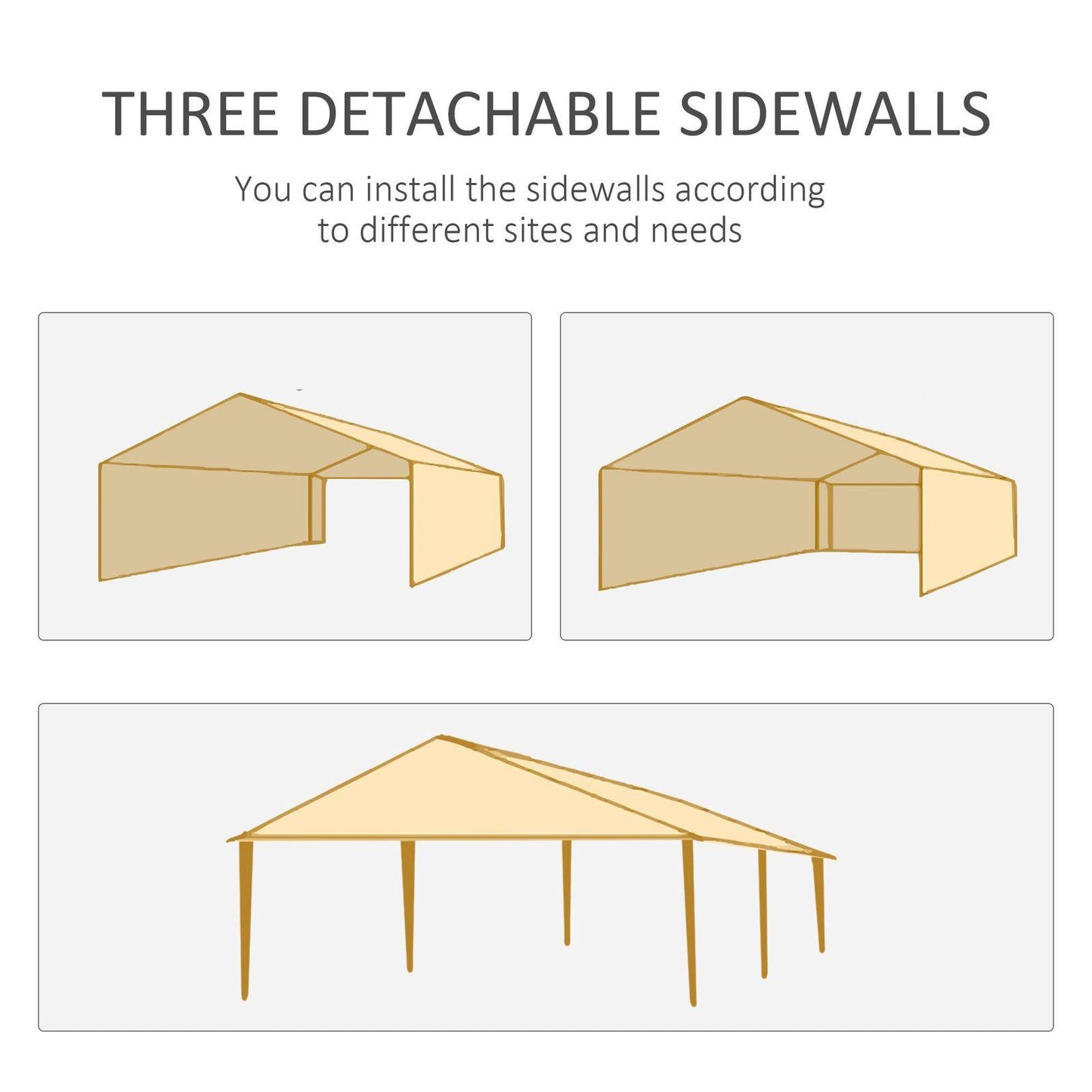 6 x 3m Half-Open Garden Gazebo