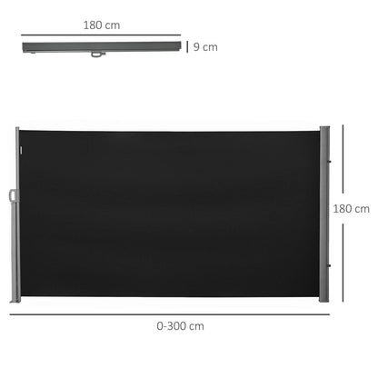 Retractable Sun Side Awning Screen Fence Patio Garden Wall Balcony Screening Panel Outdoor Blind Privacy Divider 3x1.8M