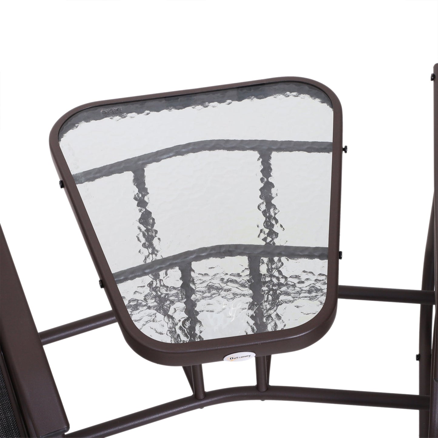 Garden Double Glider Rocking Chairs Metal Gliding Love Seat with Middle Table Conversation Set Patio Backyard Relax Outdoor Furniture Grey