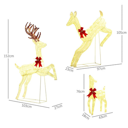 Three-Piece LED Light Reindeer Christmas Decoration