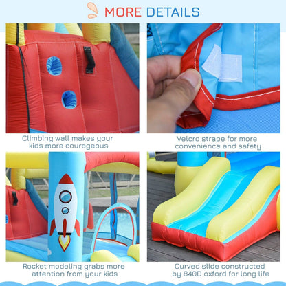 Bounce Castle Inflatable Trampoline Slide Pool Rocket Design 3.4 x 2.8 x 1.85m