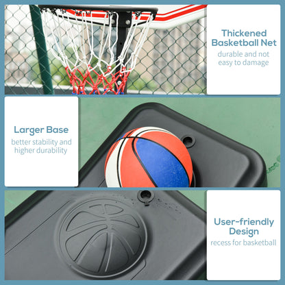 Portable Basketball Stand Net Hoop W/ Wheels-Black/White