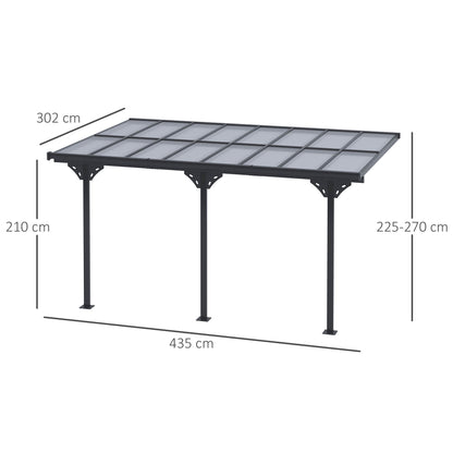 Outdoor Wall Mounted Hardtop Gazebo 435x302cm