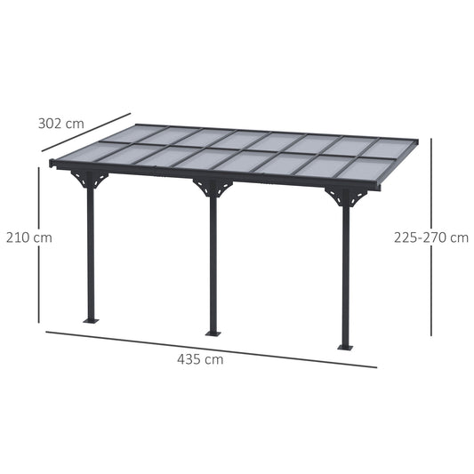 Outdoor Wall Mounted Hardtop Gazebo 435x302cm
