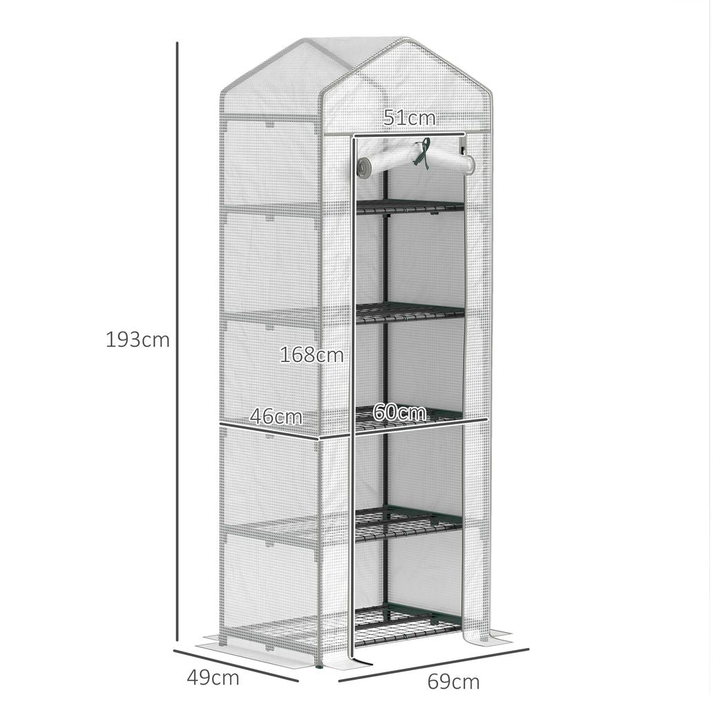 Outsunny 5 Tier Mini Greenhouse Grow House w/ Roll Up Door